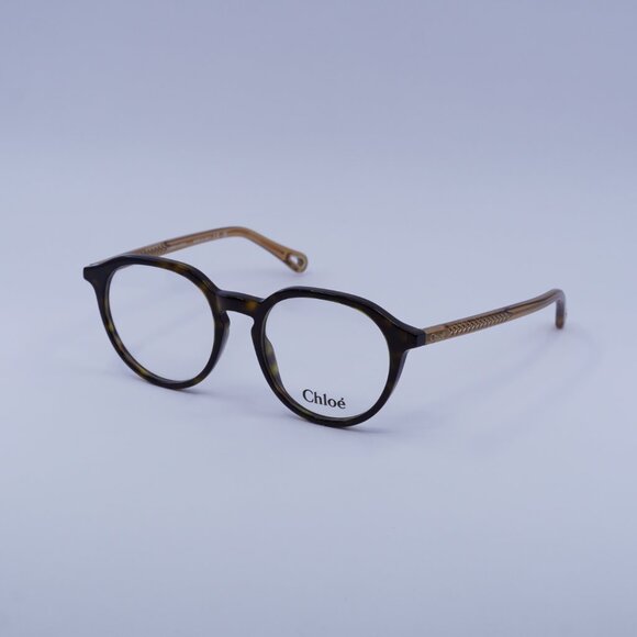 Chloe CH0012O 008 Eyeglasses Dark Havana/Brown 50mm Round Frame - Picture 6 of 11